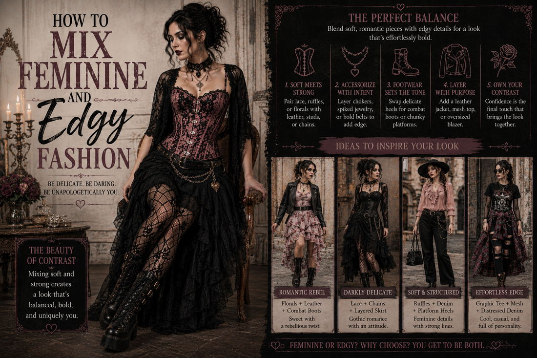 How to Mix Feminine and Edgy Fashion