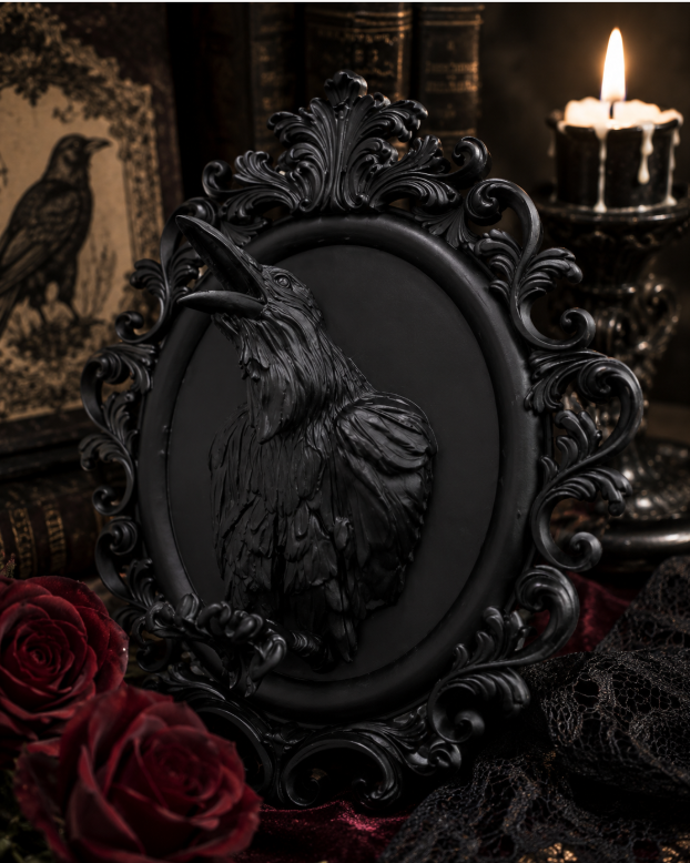 Gothic Raven on Frame Wall Art