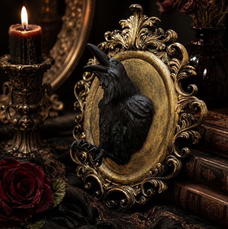 Gothic Raven on Frame Wall Art