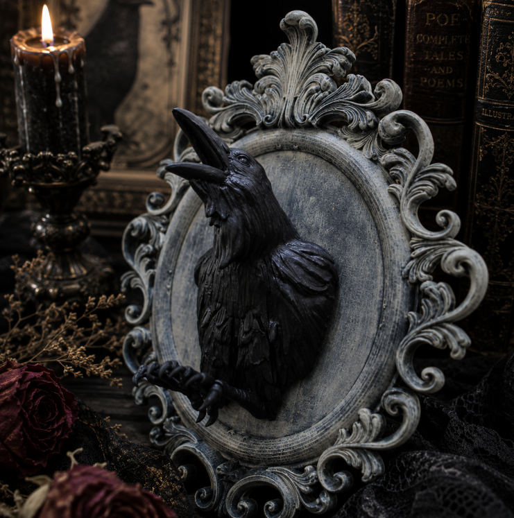 Gothic Raven on Frame Wall Art